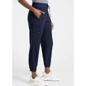 ATHLETA Womens sz 0 Blue Drawstring Waistband Zip Pocket Jogger Venture Pants